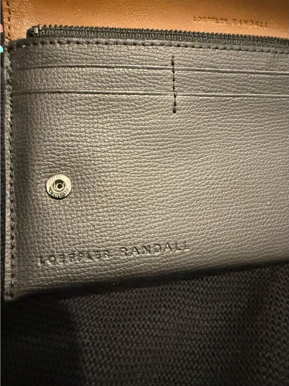 Black Leather Clutch/ Wallet with Wavy Trim